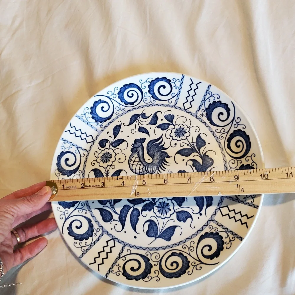 Johnson Brothers Chanticleer Blue White Rooster Ironstone 10 inch Dinner Plate